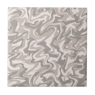 Modern Elegant Abstract Grey Marble Wavy Stripe Ceramic Tile