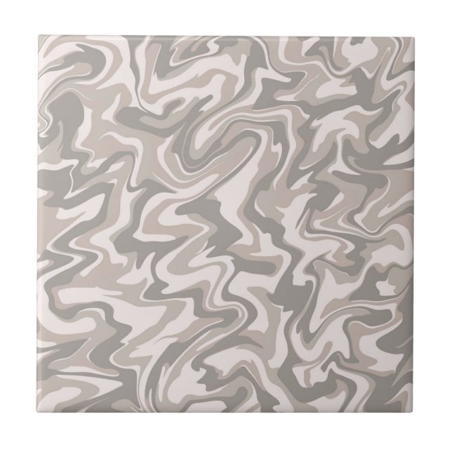 Modern Elegant Abstract Grey Marble Wavy Stripe Ceramic Tile (Front)