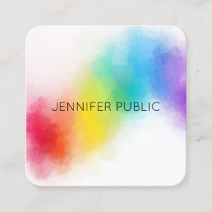 Modern Elegant Abstract Rainbow Colours Template Square Business Card