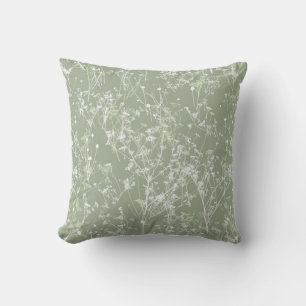 Modern Elegant Abstract Sage Green Floral Cushion