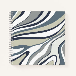 Modern elegant abstract wavy lines notebook