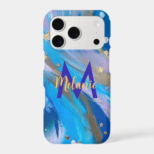 Modern elegant abstract whimsical blue gold