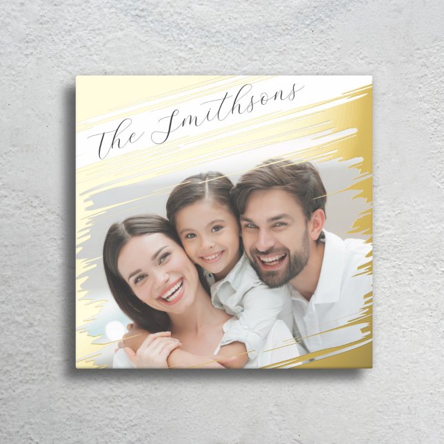 Modern Elegant Add Photo Family Portrait With Name Foil Prints (Creator Uploaded)