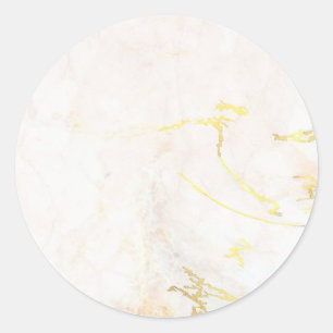 Modern Elegant Add Your Text Gold Marble Blank Classic Round Sticker