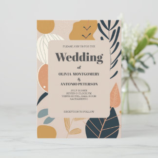 Modern Elegant Aesthetic Boho Pattern Wedding Invitation