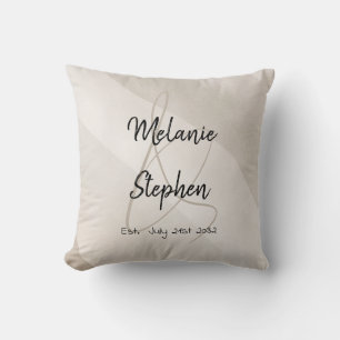 Modern Elegant Ampersand Couple Names Script Cushion