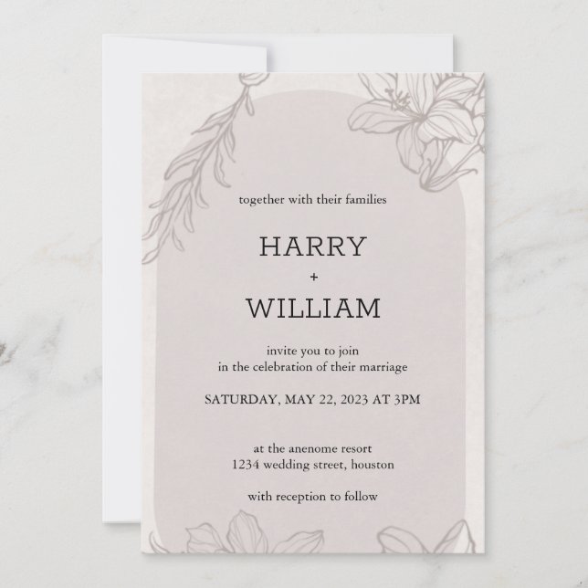 Modern Elegant Anemone Floral Bouquet Invitation (Front)