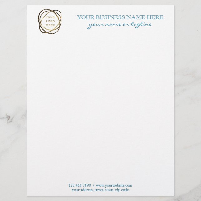 Modern Elegant Aqua Custom Business Logo    Custom Letterhead (Front)