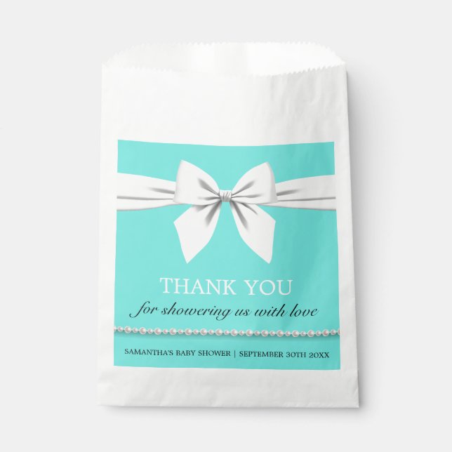 Modern Elegant Aqua Teal Glam Tiffany Theme Favour Bag (Front)