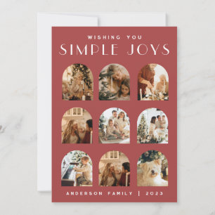  Modern Elegant Arch Curve Merry Christmas Photo Holiday Card