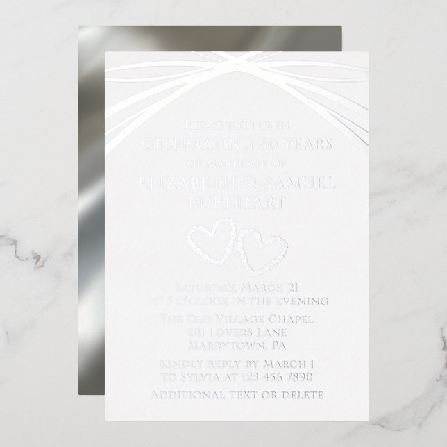 Modern Elegant Arch Heart 60th Wedding Anniversary (Front/Back)