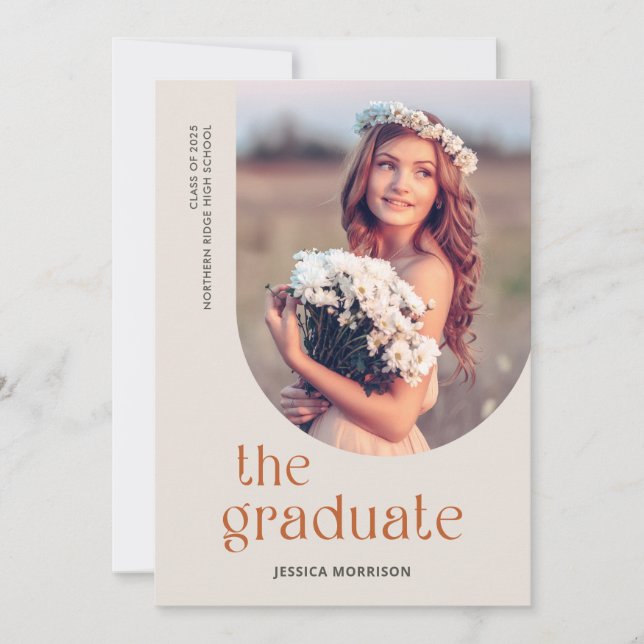 Modern Elegant Arch Minimal Photo Graduation Party Invitation (Front)