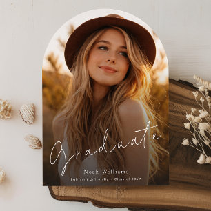 Modern Elegant Arch Photo Graduation Announcement
