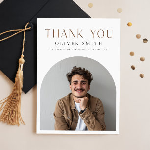 Modern Elegant Arch Photo Mater Graduation Party Thank You Card
