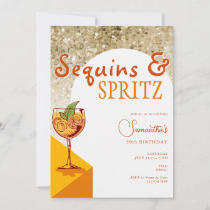 Modern Elegant Arch Sequins Spritz Summer Birthday Invitation
