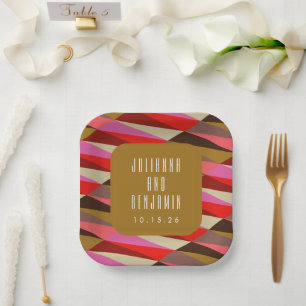 Modern Elegant Art Deco Geometric Wedding Custom Paper Plate