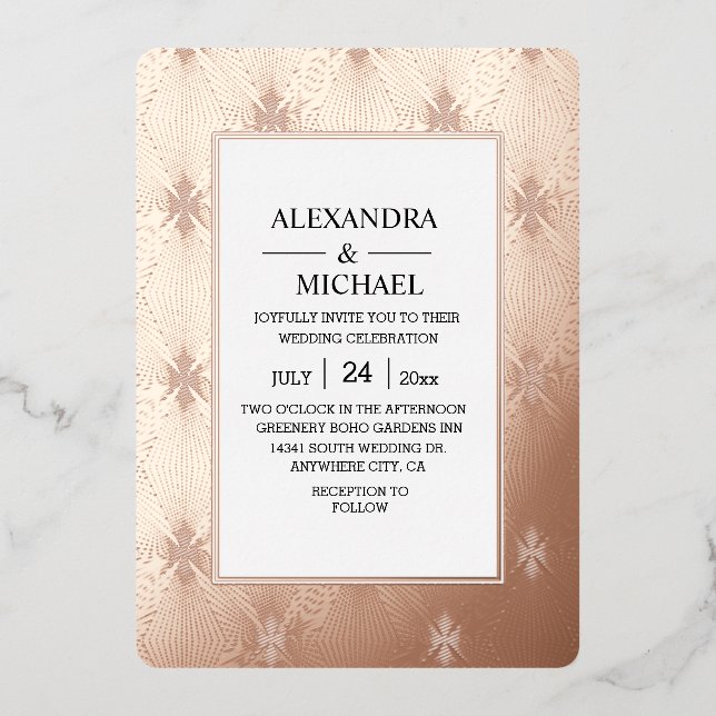 Modern Elegant Art Deco Wedding Foil Invitation (Front)