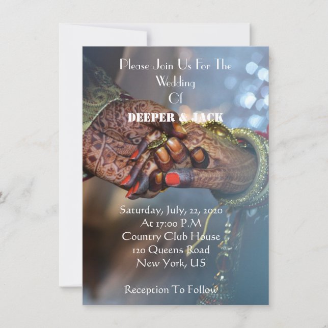 Modern elegant Asian style wedding invitation (Front)