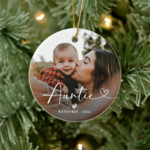 Modern Elegant  Auntie Photo Ceramic Ornament