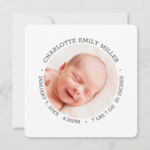 Modern Elegant Baby Birth Announcement Photo Card