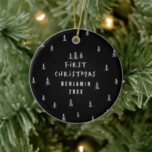 modern elegant baby first christmas baby ceramic o ornament