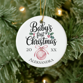 Modern Elegant Baby First Christmas Baby Gift Ceramic Ornament
