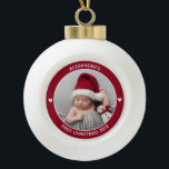 Modern Elegant Baby First Christmas Keepsake  Ceramic Ball Christmas Ornament<br><div class="desc">Modern Elegant Baby First Christmas Keepsake Ceramic Ball Christmas Ornament. Personalise it with a baby photo for the perfect Christmas gift for new parents. Create this beautiful keepsake now by filling in the template with baby's name. Happy Holidays! With love,  Frankie   Marlow.</div>