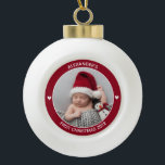 Modern Elegant Baby First Christmas Keepsake  Ceramic Ball Christmas Ornament<br><div class="desc">Modern Elegant Baby First Christmas Keepsake Ceramic Ball Christmas Ornament. Personalise it with a baby photo for the perfect Christmas gift for new parents. Create this beautiful keepsake now by filling in the template with baby's name. Happy Holidays! With love,  Frankie   Marlow.</div>