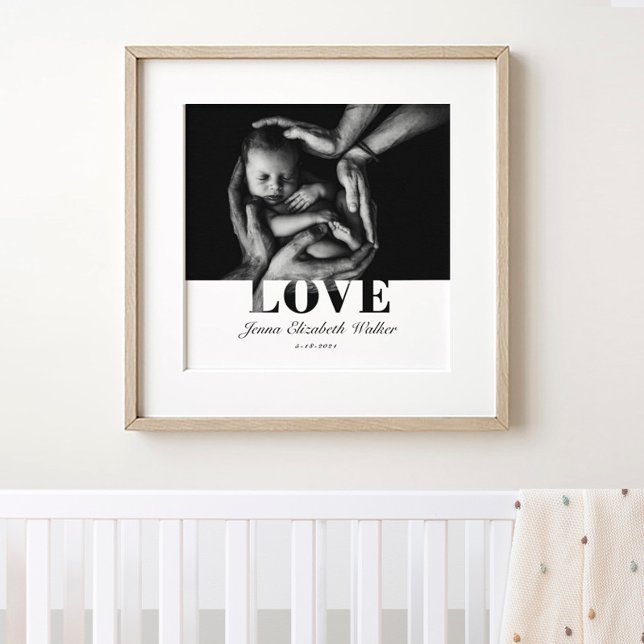 Modern Elegant Baby Photo Love Typography Poster (Creator Uploaded)