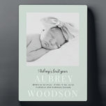 Modern Elegant Baby Photo Plaque<br><div class="desc">A modern and elegant new baby photo plaque with birth stats. Simply replace the existing photo with your sweet baby photo.</div>