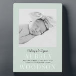 Modern Elegant Baby Photo Plaque<br><div class="desc">A modern and elegant new baby photo plaque with birth stats. Simply replace the existing photo with your sweet baby photo.</div>
