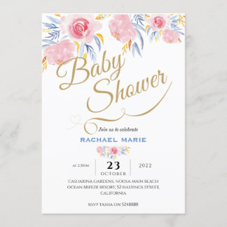 Modern Elegant baby shower invitations girl