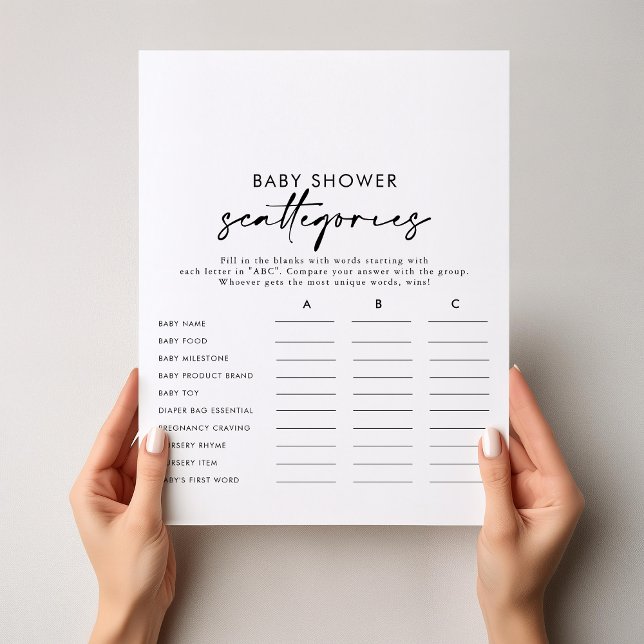 Modern Elegant Baby Shower Scattegories Game  (Creator Uploaded)
