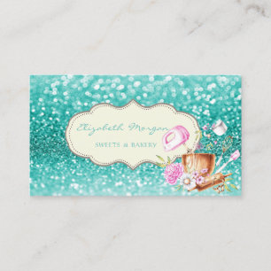Modern Elegant Bakery Tools Bokeh  Business Card