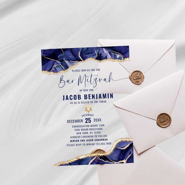 Modern Elegant Bar Mitzvah  Acrylic Invitations (Creator Uploaded)