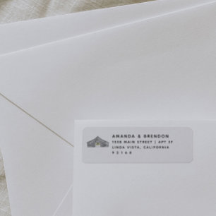 Modern Elegant Barn Return Address Label