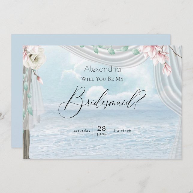 Modern Elegant Beach Arbor Be My Bridesmaid Invitation (Front/Back)