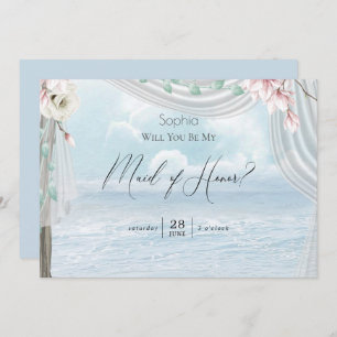 Modern Elegant Beach Arbor  Be My  Maid of Honour Invitation