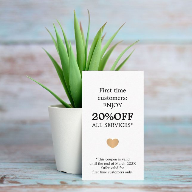 Modern Elegant Beauty Black White First Time Discount Card (Creator Uploaded)