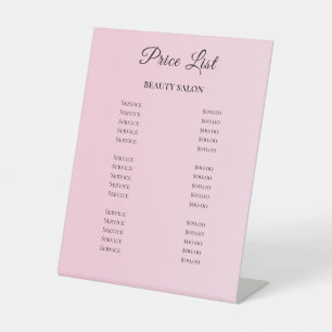 Modern Elegant Beauty Salon Price List Pedestal Sign