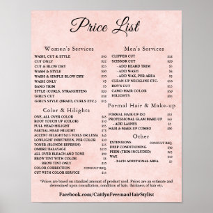 Modern Elegant Beauty Salon Price List Poster