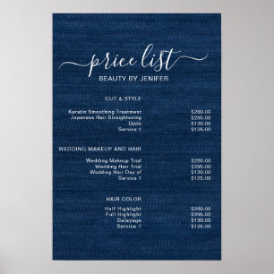 Modern Elegant Beauty salon price list Poster