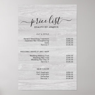 Modern Elegant Beauty salon price list Poster