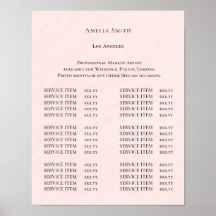 Modern Elegant Beauty Salon Price List Poster