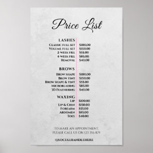 Modern Elegant Beauty Salon Price List Poster