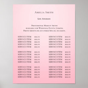 Modern Elegant Beauty Salon Price List Poster