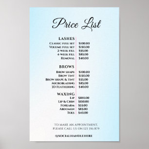 Modern Elegant Beauty Salon Price List Poster