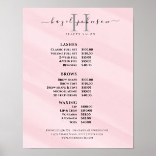 Modern Elegant Beauty Salon Price List Poster