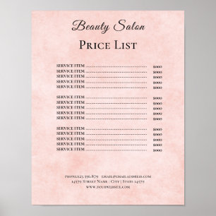 Modern Elegant Beauty Salon Price List Poster