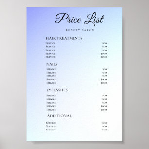 Modern Elegant Beauty Salon Price List Poster
